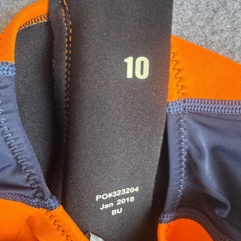 Aqua Sphere Stingray HP Youth Wetsuit 10 Orange Black Thermal Guard UPF 50+ Zip